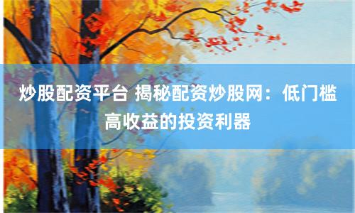 炒股配资平台 揭秘配资炒股网：低门槛高收益的投资利器
